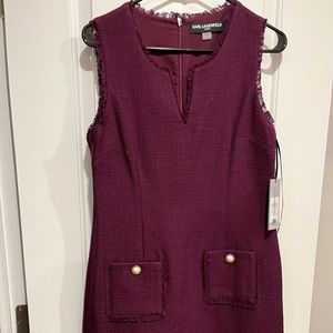 Plum Karl Lagarfeld tweed dress! Size 10. Never worn and with tags!